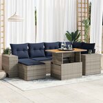 vidaXL Salon de jardin avec coussins 7 Pièces gris résine tressée