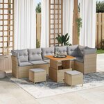 vidaXL Ensemble de canapé de jardin 9 Pièces Beige polyrotin