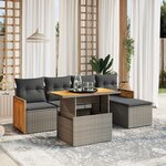 vidaXL Salon de jardin 6 Pièces avec coussins gris résine tressée