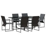 vidaXL Ensemble de salle à manger pour jardin 7 pc Noir Acier