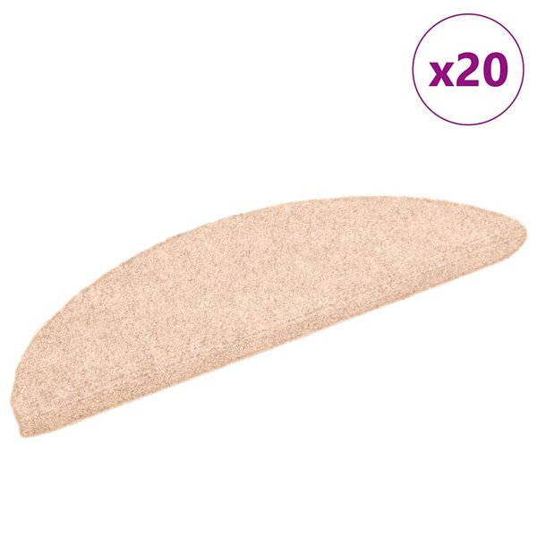 vidaXL Tapis d'escalier auto-adhésifs 20 pièces 56 x 17 x 3 cm Marron clair Demi-rond