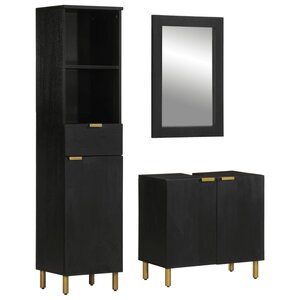 vidaXL Ensemble de meubles salle de bain 3 Pièces noir bois d'ingénierie