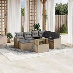 vidaXL Salon de jardin avec coussins 8 Pièces beige résine tressée