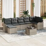 Ensemble de Canapés de Jardin avec Coussins Gris Poly Rattan 8 Pièces vidaXL