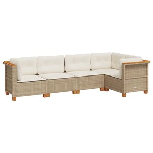 vidaXL Salon de jardin avec coussins 5 Pièces beige résine tressée