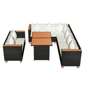 Salon de jardin meuble d'extérieur ensemble de mobilier 5 pièces avec coussins résine tressée noir 02_0016492