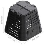 vidaXL Composteur de jardin Noir 93 3x93 3x80 cm 480 L