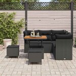 vidaXL Ensemble de canapé de jardin 8 Pièces Noir polyrotin