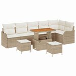 vidaXL Ensemble de canapé de jardin 9 Pièces Beige polyrotin