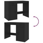 Bureau table poste de travail meuble d'ordinateur informatique étude 100 x 49 x 75 cm bois d'ingénierie noir 02_0023883
