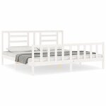 vidaXL Cadre de lit avec tête de lit blanc 200x200 cm bois massif