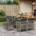 vidaXL Ensemble à manger de jardin 9 Pièces coussins gris résine tressée