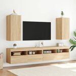 vidaXL Meuble TV mural avec lumières LED chêne sonoma 30 5x35x70 cm
