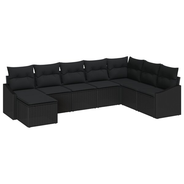 vidaXL Ensemble de Canapé de Jardin 8 Pièces avec Coussins en Poly Rattan Noir
