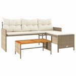 vidaXL Canapé de jardin avec table et coussins en forme de L beige