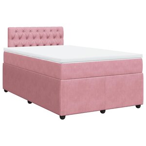 vidaXL Sommier à lattes de lit avec matelas rose 120x190 cm velours