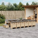 vidaXL Ensemble à manger de jardin et coussins 17 Pièces mélange beige