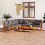 vidaXL Salon de jardin 6 Pièces avec coussin Bois d'acacia solide