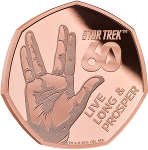 Monnaie LIVE LONG AND PROSPER 60 Anniversaire Star Trek Or 50 Pence United Kingdom 2026 (PRÉCOMMANDE)