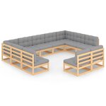 vidaXL Salon de jardin 11 Pièces avec coussins Bois de pin massif