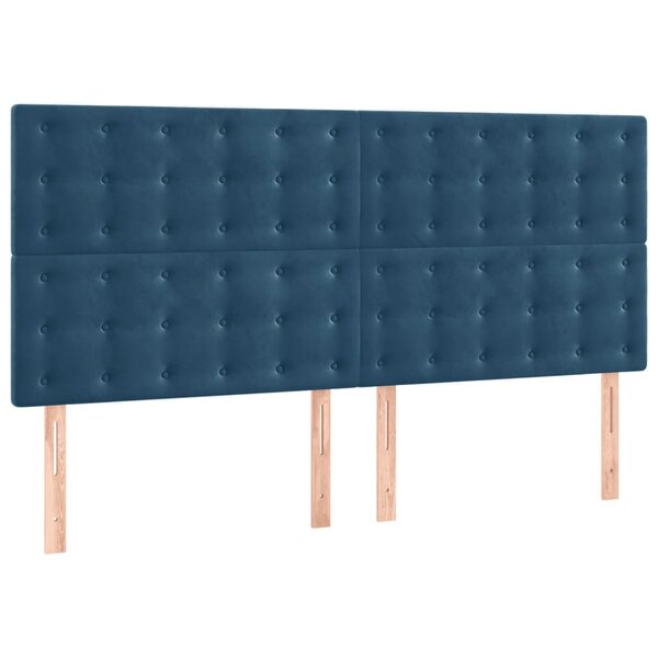 vidaXL Têtes de lit 4 Pièces Bleu foncé 80x5x78/88 cm Velours