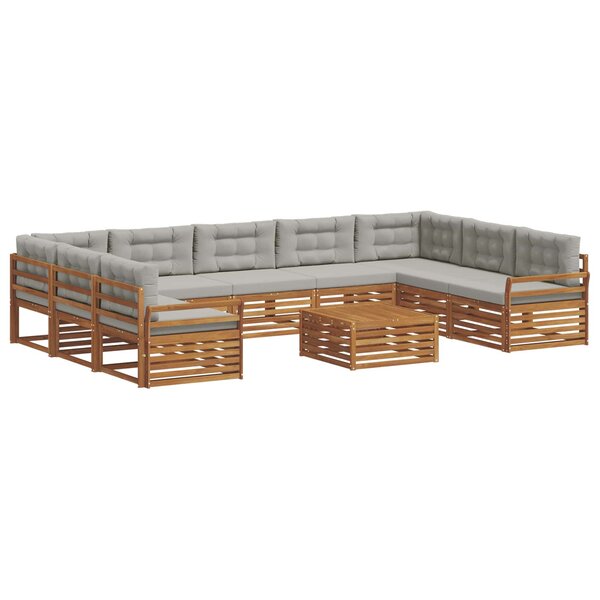 vidaXL Ensemble de canapés d'extérieur 10 pc Gris Naturel et Clair