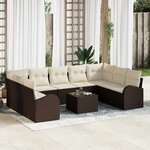 vidaXL Ensemble de canapé de jardin 10 Pièces Marron et blanc Poly rotin