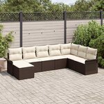 vidaXL Ensemble de canapé de jardin 8 Pièces Marron Poly rotin