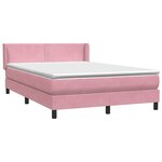 vidaXL Sommier à lattes de lit avec matelas rose 160x220 cm velours