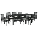 vidaXL Ensemble salle à manger jardin 9 pièces avec coussins Noir Rotin Poly