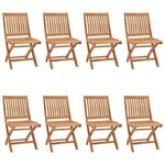 vidaXL Chaises pliables de jardin avec coussins lot de 8 Teck solide
