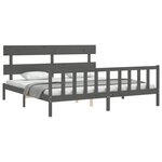 vidaXL Cadre de lit avec tête de lit gris 200x200 cm bois massif