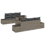 vidaXL Ensemble de 7 canapés de jardin avec coussins gris poly rattan