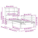 vidaXL Lit bibliothèque sans matelas cire marron 90x190 cm pin massif