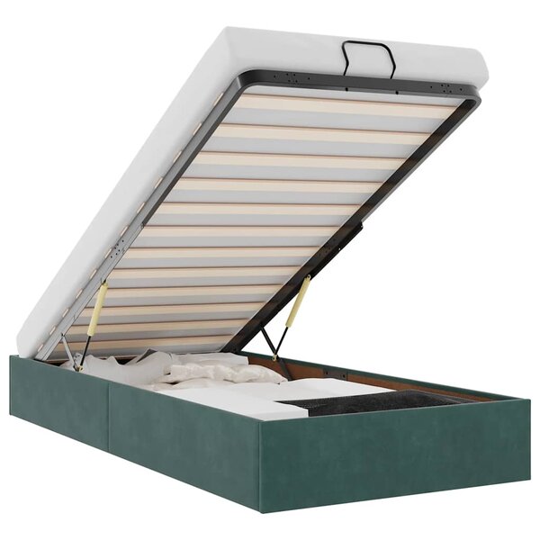 vidaXL Cadre de lit ottoman sans matelas vert foncé 100x200 cm velours