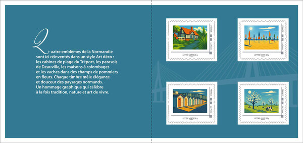 Collector 4 timbres - Icônes normandes - Lettre Verte