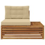 vidaXL Canapé d'extérieur extrémité 3 Pièce Naturel et Beige