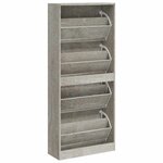 vidaXL Armoire à chaussures Gris béton 63x24x147 cm Bois d'ingénierie