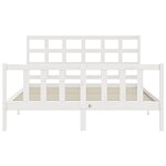 vidaXL Cadre de lit avec tête de lit blanc King Size bois massif
