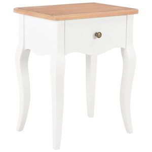 vidaXL Table de chevet Blanc et marron 40x30x50 cm Bois de pin massif