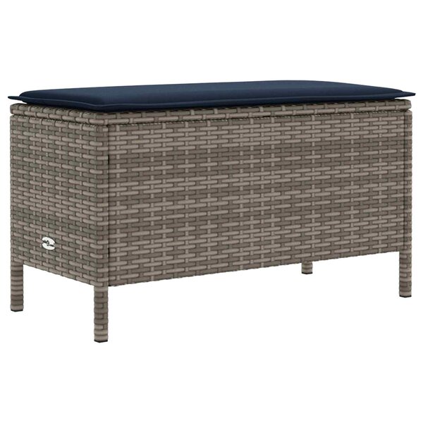 vidaXL Pouf de Jardin Gris et bleu marine 80 x 38 x 42 cm Rotin PE