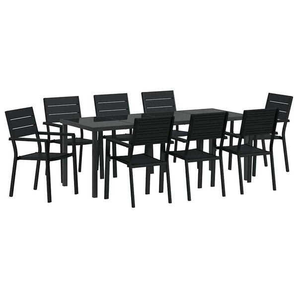 vidaXL Ensemble de salle à manger pour jardin 9 pc Noir