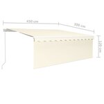 vidaXL Auvent manuel rétractable avec store 4 5x3 m Crème