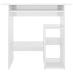 Bureau table poste de travail meuble d'ordinateur informatique étude brillant 80 x 45 x 74 cm bois d’ingénierie blanc 02_0023551