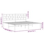 vidaXL Cadre de lit métal sans matelas avec tête de lit noir 183x213cm