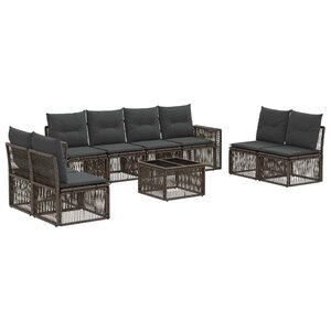 vidaXL Ensemble de canapé de jardin 9 Pièces Gris et Gris foncé polyrotin