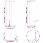 vidaXL Pieds de table de bar en T  2 pièces  blanc  50 x 35 x (110-111) cm  acier