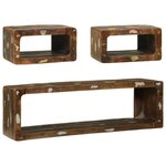 vidaXL Meuble TV avec Rangement 3 Pièces Bois massif de récupération