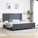 vidaXL Cadre de lit avec tête de lit Gris foncé 200 x 200 cm Velours