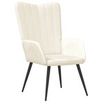 vidaXL Chaise de relaxation avec tabouret Blanc crème Velours